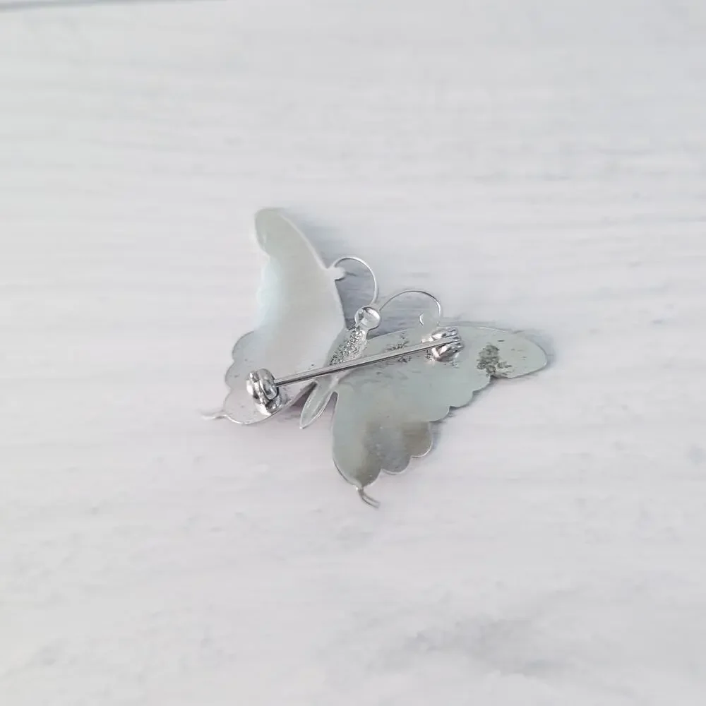 Vintage Beau Sterling Brooch / Vintage Pin Silver Butterfly